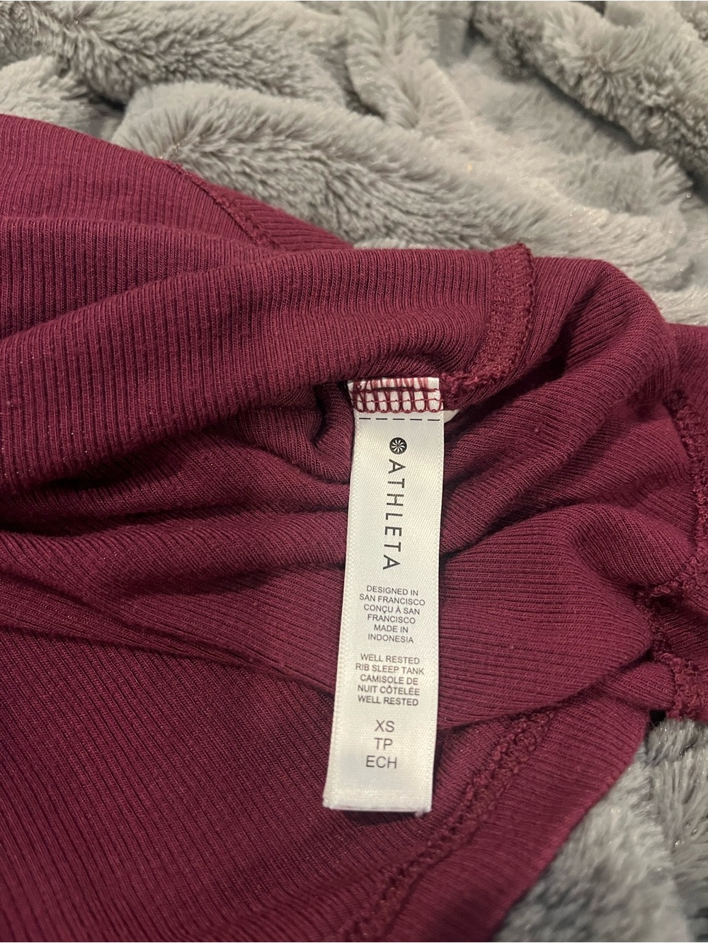 Athleta Well Rested Ribbed Sleep Top Deep Burgundy Size XS - Picture 10 of 13